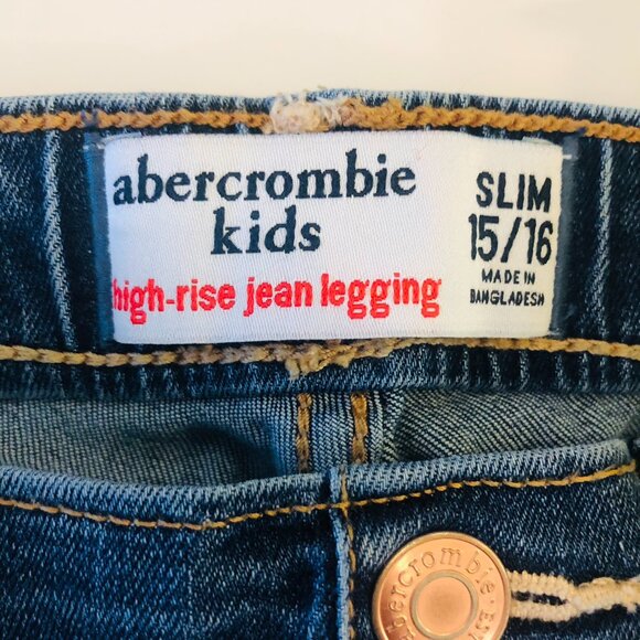 Abercrombie Kids High-rise jean legging Girls Size SLIM 15/16 Embroidered Flower - Picture 4 of 16